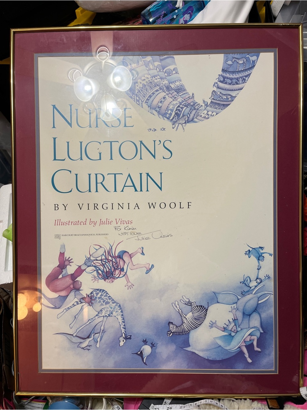 Vintage Nurse Lugton’s Curtain Virginia Woolf Julie Vivas Signed Framed Poster